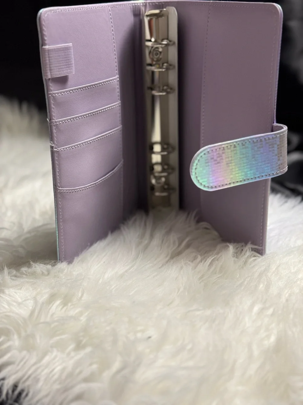 Iridescent Lavender faux leather binder/ budget binder A6 size